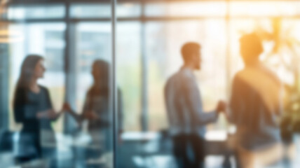 Background image of a group of corporate employees in the office lobby. AI Generated Images