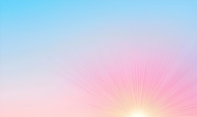 Fototapeta premium Soft Pastel Sunrise Sky with Radiant Sunbeams in Gentle Colors