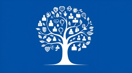 Symbolic Tree of Life with Diverse Icons Representing Concepts