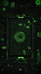 Fototapeta premium Green Circuit Board Camera Tech Background