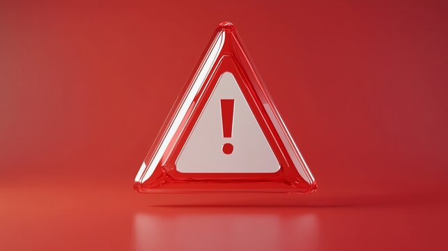 Warning symbol on vibrant red background.