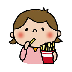 フライドポテトを食べる子供（女の子1）