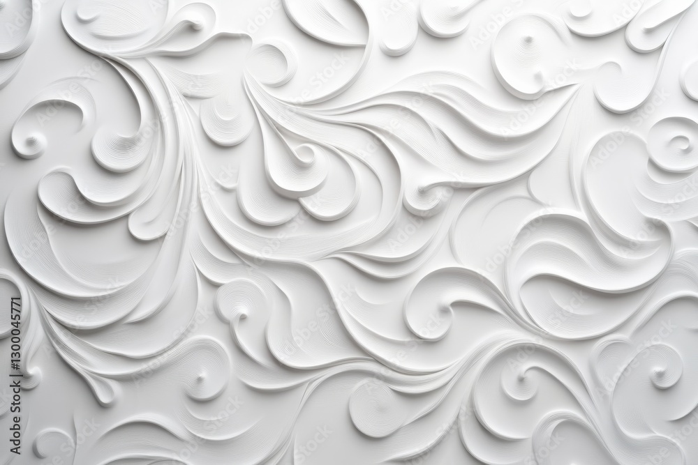 Poster Close-up of a sophisticated wave pattern in white, featuring soft lighting that highlights texture and depth, ideal for contemporary design projects and branding