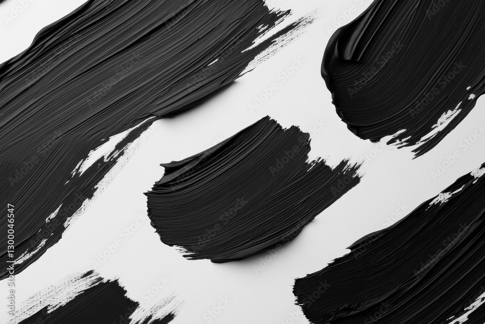 Leinwandbilder close-up view of bold black and white brush strokes on canvas, showcasing a striking design with a s
