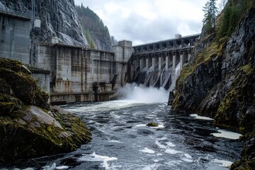 Obraz premium How Hydroelectric Power Converts Water Energy into Electricity