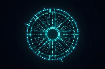 Futuristic glowing blue tech interface with circular digital patterns