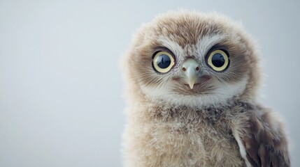 Obraz premium Inquisitive baby owl nest animal photography soft feather environment close-up perspective