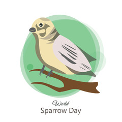 World Sparrow Day is celebrated on March 20th every year to raise awareness about the need to protect sparrows and other birds. Sparrow day vector, illustration.