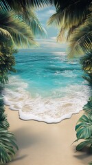 blue sea ocean beach tropics coast wave palm trees wind wave caribbean