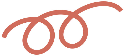 抽象的な赤いラインのベクターイラストセット。手書き風の曲線とループ。