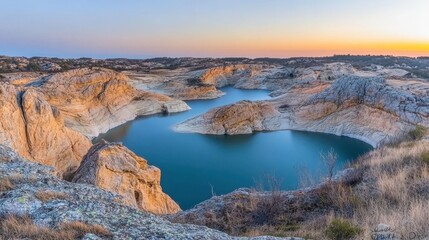 Unique Geological Features at Dusk with Vibrant Colors