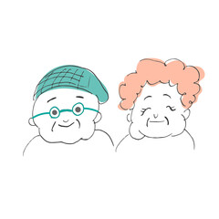 Fototapeta premium The old man and woman are smiling. Thank you for respecting the elderly.
