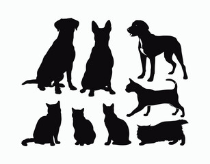 Dog and Cat Silhouette Vector EPS Template Design