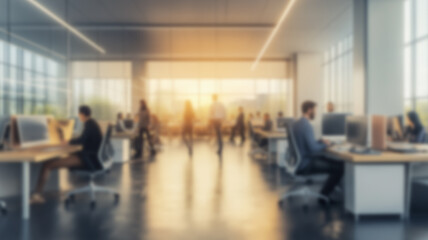 Fototapeta premium Out of Focus Contemporary Modern offices Workspace Background. AI Generated Images