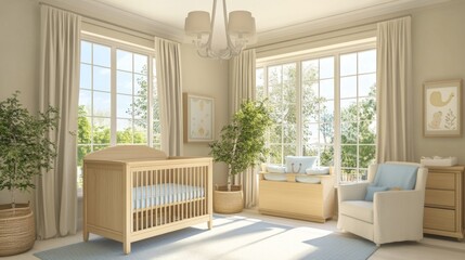 Creating a bright airy nursery home interior design cheerful environment parent's perspective light wood furniture