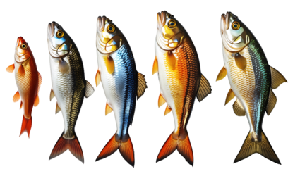 Whimsical fish artwork with intricate details, minimalist design, and vibrant colors, ideal for seafood market posters and restaurant menus