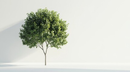 Vibrant green tree isolated location photography natural environment close-up view dense foliage concept