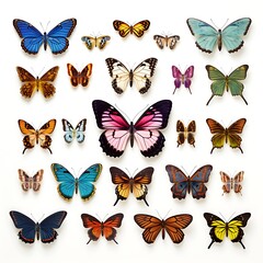 Butterfly Collage: A vibrant array of butterflies, meticulously arranged to showcase the diversity of their colors, patterns, and sizes