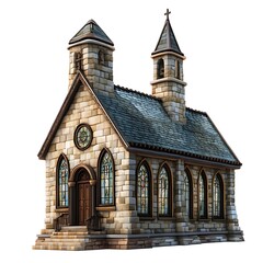 Fototapeta premium Historic Church Facade: A classic, beautifully detailed stone church stands majestically, showcasing architectural features that evoke a sense of history and reverence. 