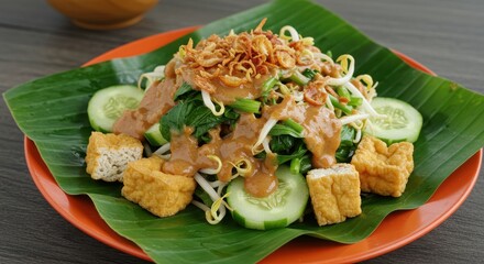Indonesian Culinary Delight: A Close-Up of Gado-Gado