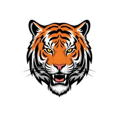 Fototapeta premium Majestic Tiger Head Illustration Fierce Orange Stripes Powerful Predator Wildlife Animal Design