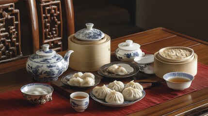 Savoring dumplings and baozi a chinese food spread local market culinary experience vibrant atmosphere taste exploration