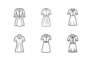 shirt dress sketch icon line art vector illustration