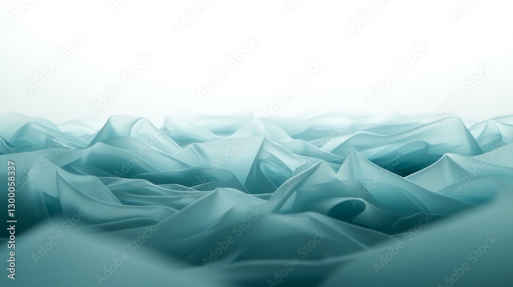 Aufkleber Soft, translucent plastic sheets drape over a flat surface, forming flowing patterns that catch the light, creating an ethereal ambiance in a studio