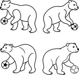 Bear Line Art with Various Expressions – Cartoon Wildlife Illustration line art coloring page
