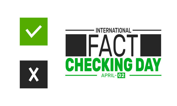 International Fact Checking Day. Silly face emotion with tongue sticking. funny prank concept Poster or banner design illustration. suitable for, background,Greeting Card, standard Social Media Post.