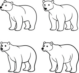 Bear Line Art with Various Expressions – Cartoon Wildlife Illustration line art coloring page