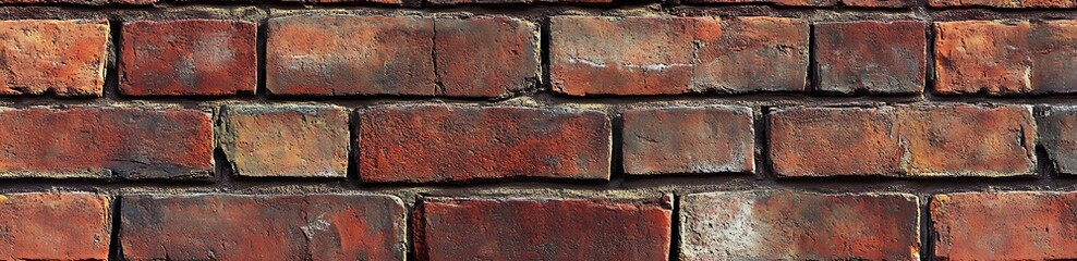 Brick Wall Texture: A close-up shot reveals the rugged, weathered texture of a classic brick wall, showcasing the rich red and brown hues of aged bricks and the intricate pattern of mortar joints.