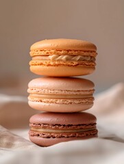 Pastel Colored Macaroons Stack Close-up
