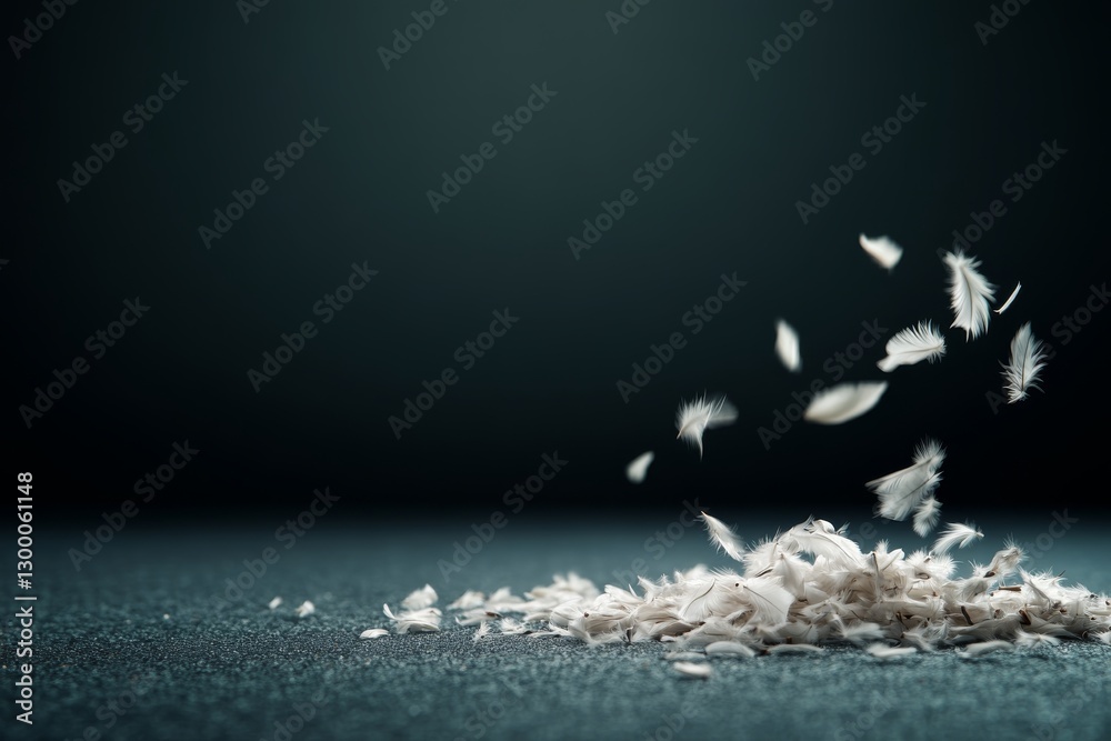 Fototapete white feathers float gently in the air, softly illuminated by natural light, highlighting their frag