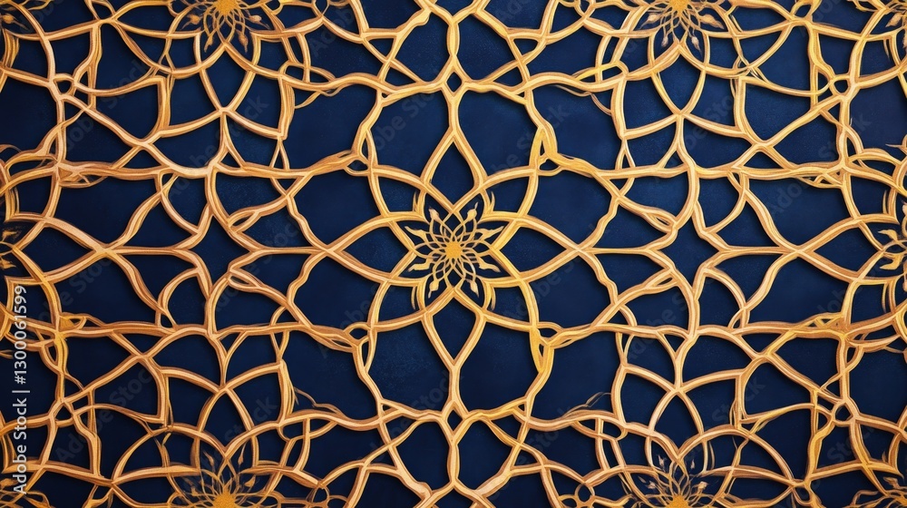Poster creating intricate islamic patterns with interwoven geometry art studio visual design creative space