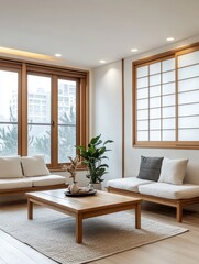 The comfortable wooden Japanese style living room is a nice design