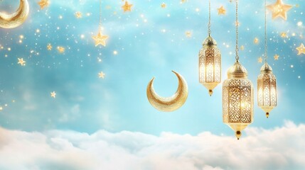 Celebrating joyful ramadan islamic settings background elements festive environment golden accents cultural vibes