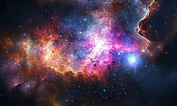Video of Spacecraft Navigating Through Small Magellanic Cloud Galaxy with Stars Nebulous Gas Clouds Galaxies