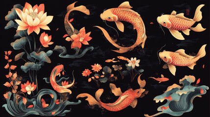 Creating beautiful koi motifs china decorative art cultural heritage artistic perspective aesthetic appeal