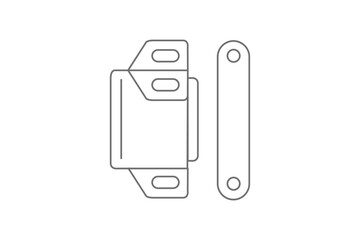 magnetic door catcher, holder , interior door illustrator vector