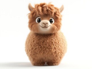 Fototapeta premium Cute cartoon alpaca plush toy studio setting digital art whimsical vibe