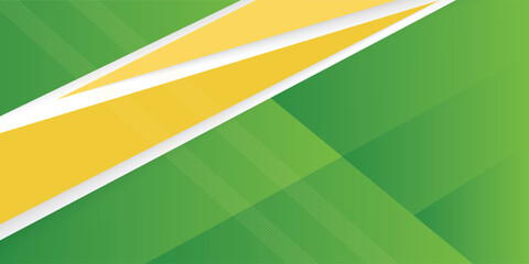abstract green geometric banner background with diagonal stripes and shadow modern