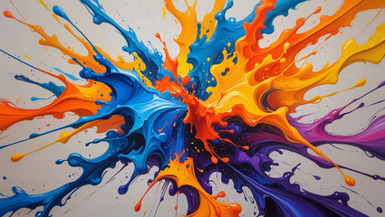 Abstract Colorful Paint Splash – Vibrant and Dynamic Dance of Fluid Art