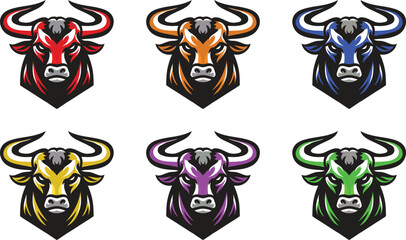 Fierce Bull Emblem with Bold Red and Black for Strong Brand Recognition