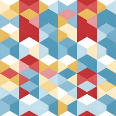 Naklejka premium Abstract geometric pattern featuring colorful cubes and hexagons in a repeating design.