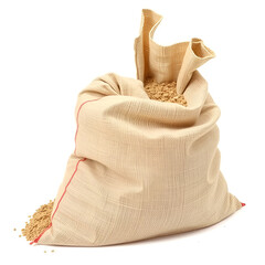 sandbag dirtbag is a bag or sack made of burlap, polypropylene or other sturdy materials that is filled with sand or soil and used for such purposes as flood control or in a bunker.  isolated on white