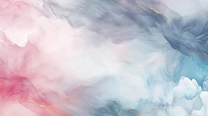 Obraz premium Abstract fluid art composition in soft pastel colors with ethereal swirls and gold accents