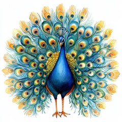 Peacock Display Of Vibrant Feathers