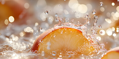 Ripe and Juicy Yellow Plums and Peaches Captured in a Dynamic Water Splash, Highlighting Their Natural Sweetness and Refreshing Appeal


