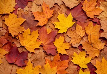 Fototapeta premium Autumnal Maple Leaves: A Vibrant Tapestry of Fall Colors